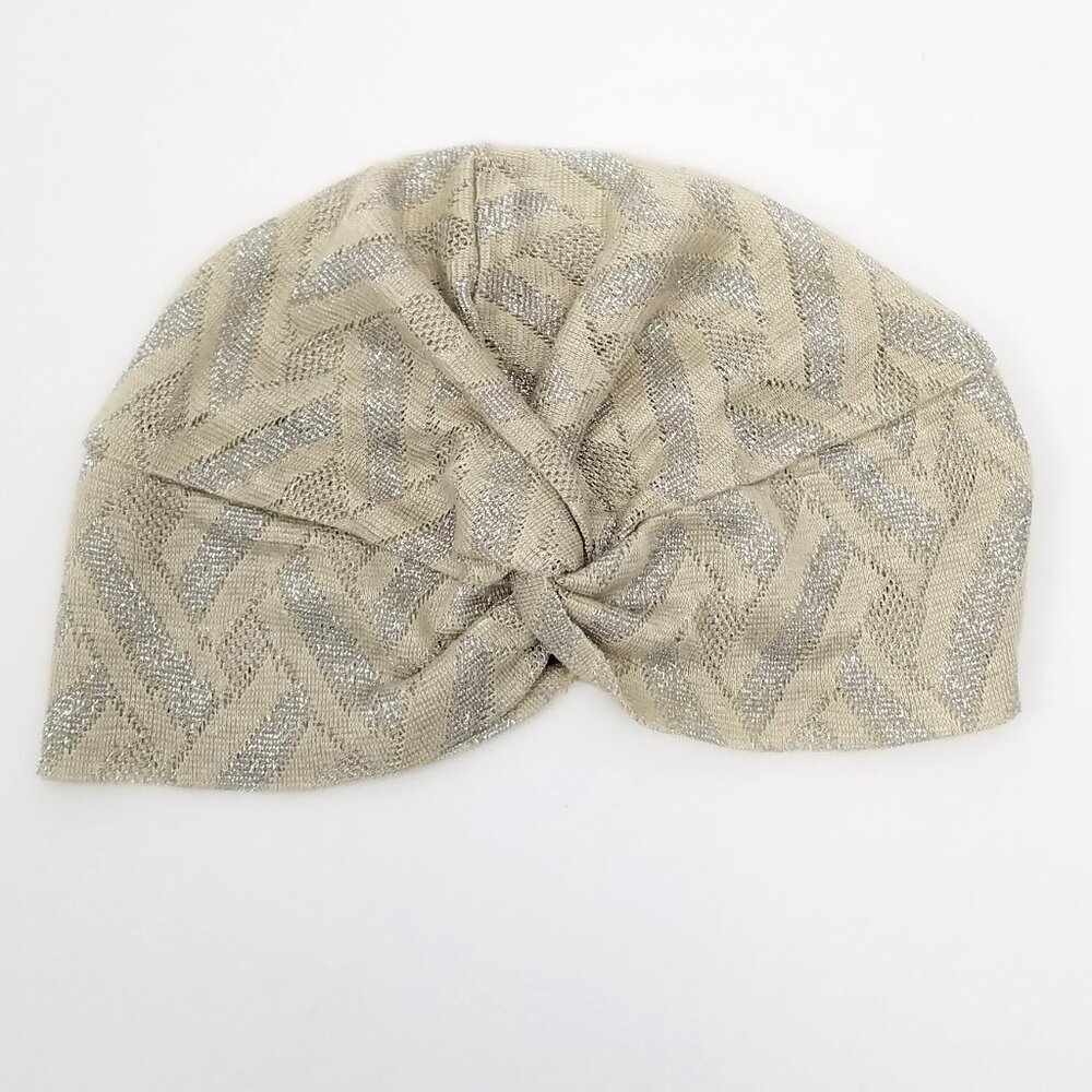 Reifhaus lightweight glam turban/hollywood pin-up headscarf cream silver neutral